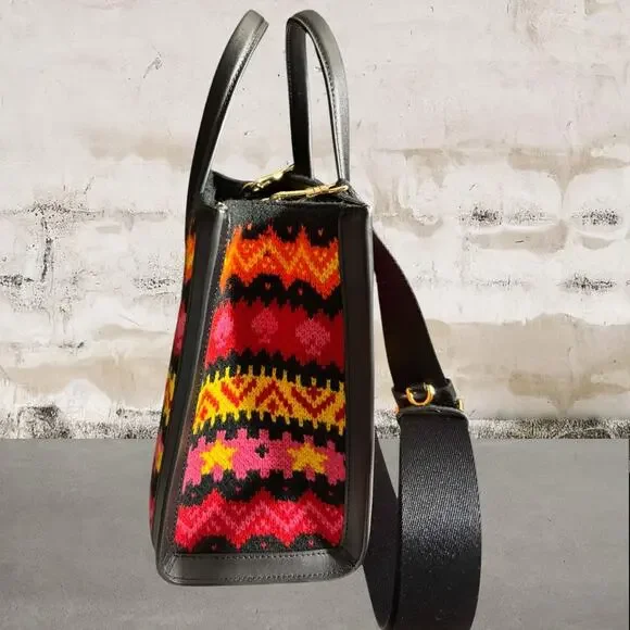 Kate Spade NWOT Manhattan Carnival Fair Isle Sweater Knit Small Tote & Dust Bag